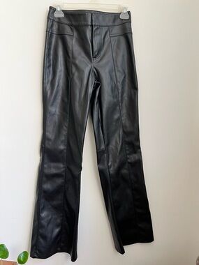 Free People Black Faux Leather Flare Jeans - Women